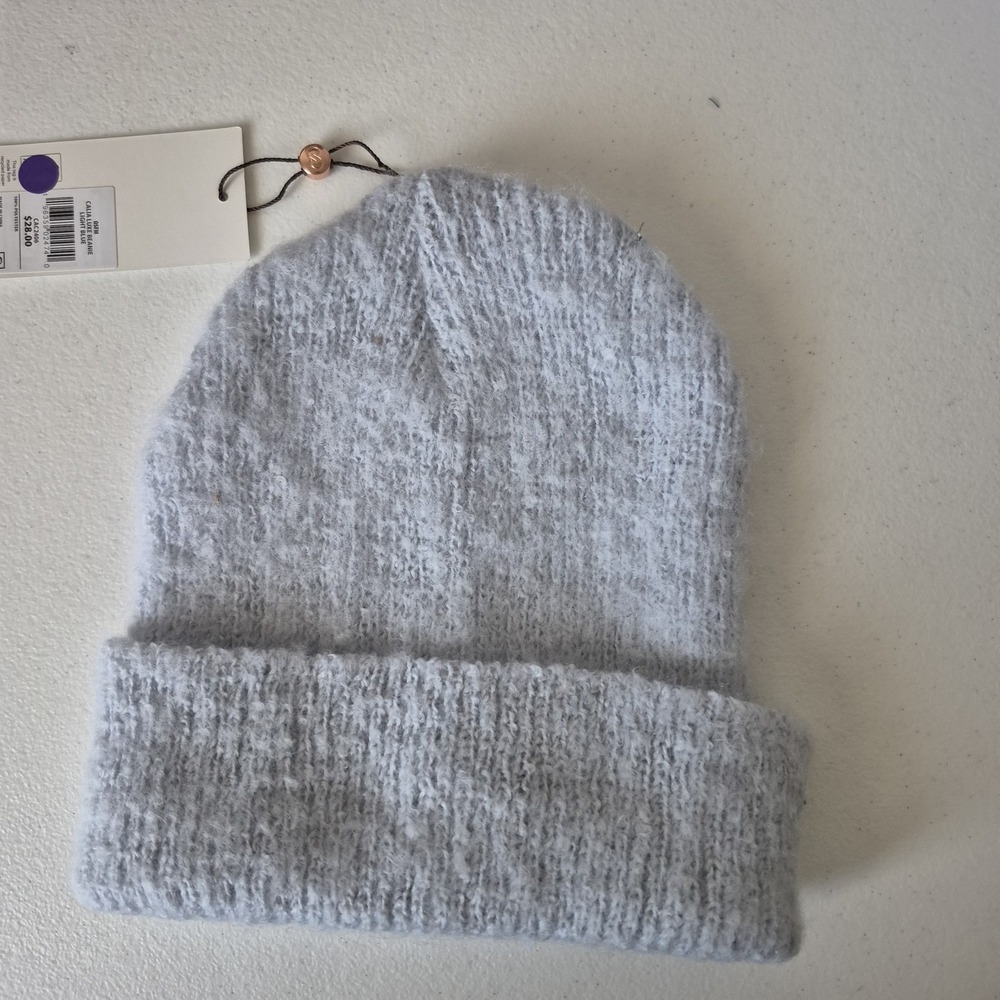 Calia Luxe Beanie Hat Womens One Size Light Blue Soft Knit Winter OSFM Polyester
